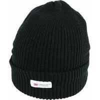 THINSULATE Acrylic Rib Knit BEANIE Hat Winter Thermal Lined Warmer Snow Ski - Black