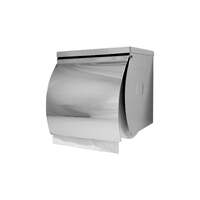 Stainless steel single toilet roll holder with shelf