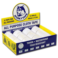 Husky Tape 12x Pack 105 White Cloth Tape Display 48mm x 4.5m