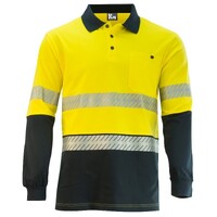 KM Workwear Taped 100% Cotton Long Sleeve Two Tone Polo Shirt