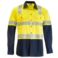 KM Workwear Vented H-Pattern Taped Long Sleeve Two Tone Drill Shirt