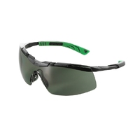 5X6 Safety Glasses Gunmetal/Green Frame Smoke Lens