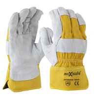 Maxisafe Grey split palm yellow cotton back glove Carded