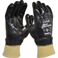 Blue Knight Nitrile Fully Dipped Gloves with Knit Wrist