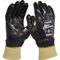 Blue Knight Nitrile Fully Dipped Gloves with Knit Wrist Retail Carded