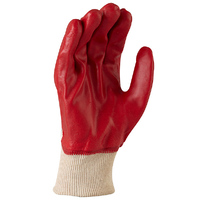 Maxisafe Red PVC single dipped Knit Wrist