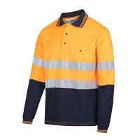 WORKIT Long Sleeve Poly Cotton Taped Polo Shirt - Two Tone