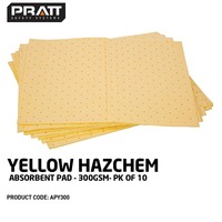 Yellow Hazchem Absorbent Pad 300gsm 10 Packs Of 10 Pads