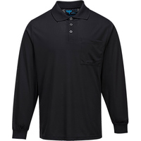 Prime Mover Long Sleeve Solid Colour Micro Mesh Polo 2x Pack