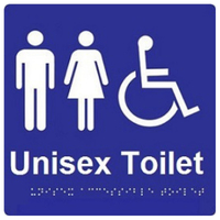 Unisex Accessible Toilet Braille Sign Blue / White