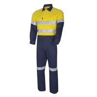 TRU Workwear Heavyweight Hi-Vis Cotton Coverall with 3M Tape Yellow/Navy