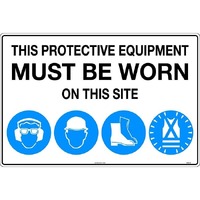 This Protective Equipment Must be Worn in This Area with 101, 105, 112, 114 Safety Sign 900x600mm Metal