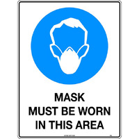 Mask Must be Worn in This Area Safety Sign 300x225mm Metal