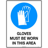 Gloves Must be Worn in This Area Safety Sign 200mm Disc Self Adhesive