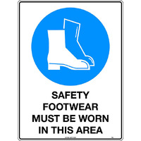 Safety Footwear Must be Worn in This Area Mining Safety Sign 450x300mm Metal