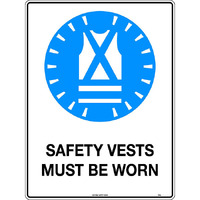 Safety Vests Must Be Worn Mining Safety Sign 600x450mm Metal