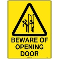 Caution Beware of Opening Door Safety Sign 300x225mm Poly