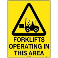 Forklifts Operating in This Area Safety Sign 450x300mm Metal