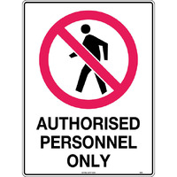 Authorised Personnel Only Safety Sign 300x225mm Metal