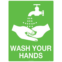 Wash Your Hands Safety Sign 300x225mm Metal