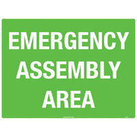 Emergency Assembly Area Safety Sign 600x450mm Metal