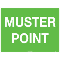Muster Point Safety Sign 600x450mm Metal