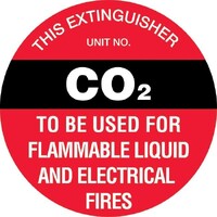 Fire Extinguisher Marker CO2 Black Safety Sign 200mm Disc Poly