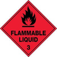 Flammable Liquid 3 Self Adhesive Labels 100x100mm Roll of 250