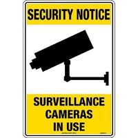 Security Notice Surveillance Cameras In Use 450x300mm Metal