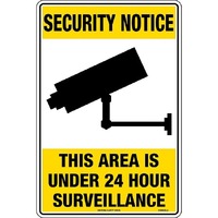 Security Notice This Area Is Under 24 Hour Surveillance Sign Metal 450x300mm
