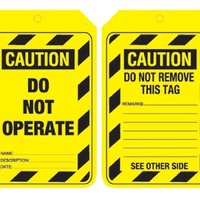 Caution Do Not Operate Lockout Tag Cardboard Pack of 100