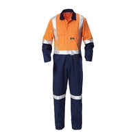 Hard Yakka Foundations Hi-Visibility Two Tone Cotton Drill Coverall With Tape